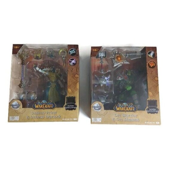 McFarlane Toys World of Warcraft Lot Of 2 Undead Priest and Orc Warrior Figures - Picture 1 of 7